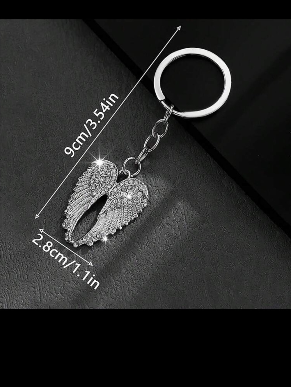 Silver Crystal Angel Wings Keychain/ bag charm - Picture 3 of 5
